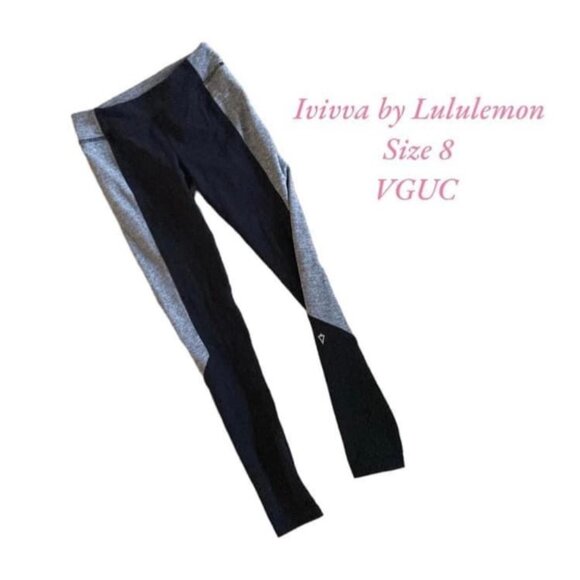 Ivivva By Lululemon Girls Leggings Size 8 Black & Gray - Picture 1 of 1